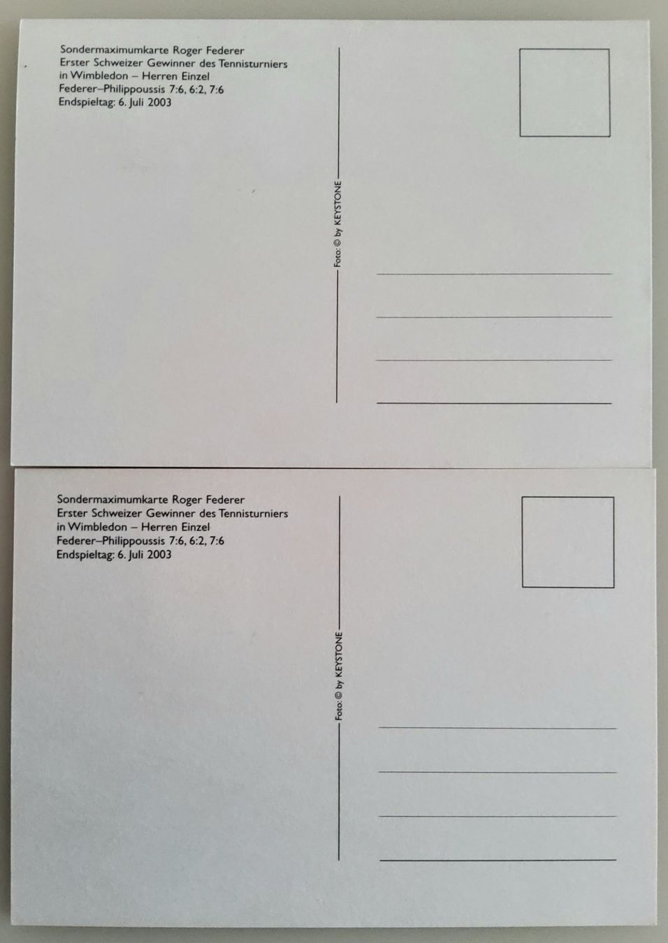 Tutti i francobolli: Roger Federer, 2003, Sonderpostkarten 1. Sieg Wimbledon – Nuovo (secondo la descrizione) da Buchrain venduto da mue_kru 1