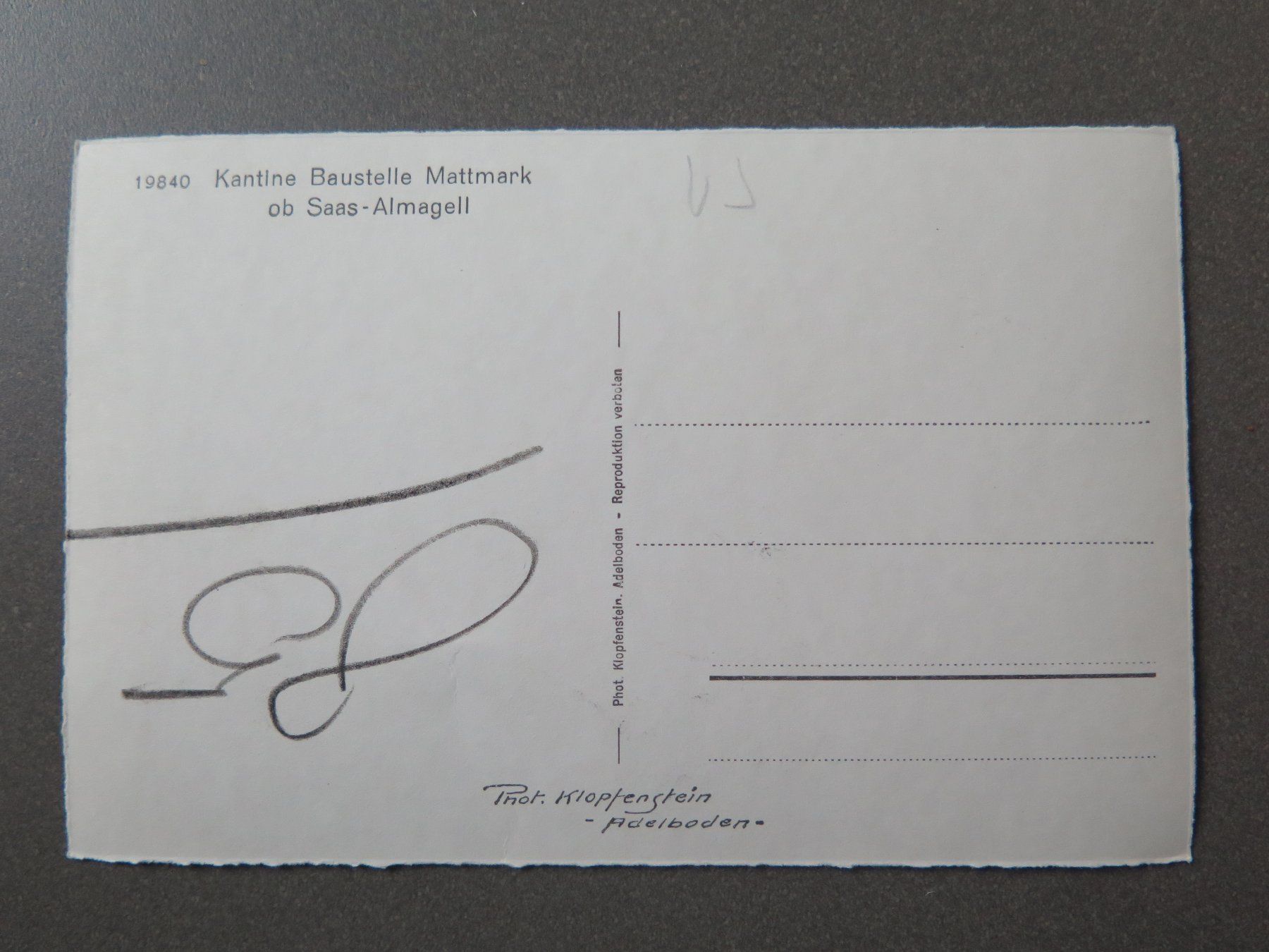 Cartoline postali: SAAS-ALMAGELL - MATTMARK - KANTINE BAUSTELLE MATTMARK – Usato da Wittenbach venduto da lipasal 1