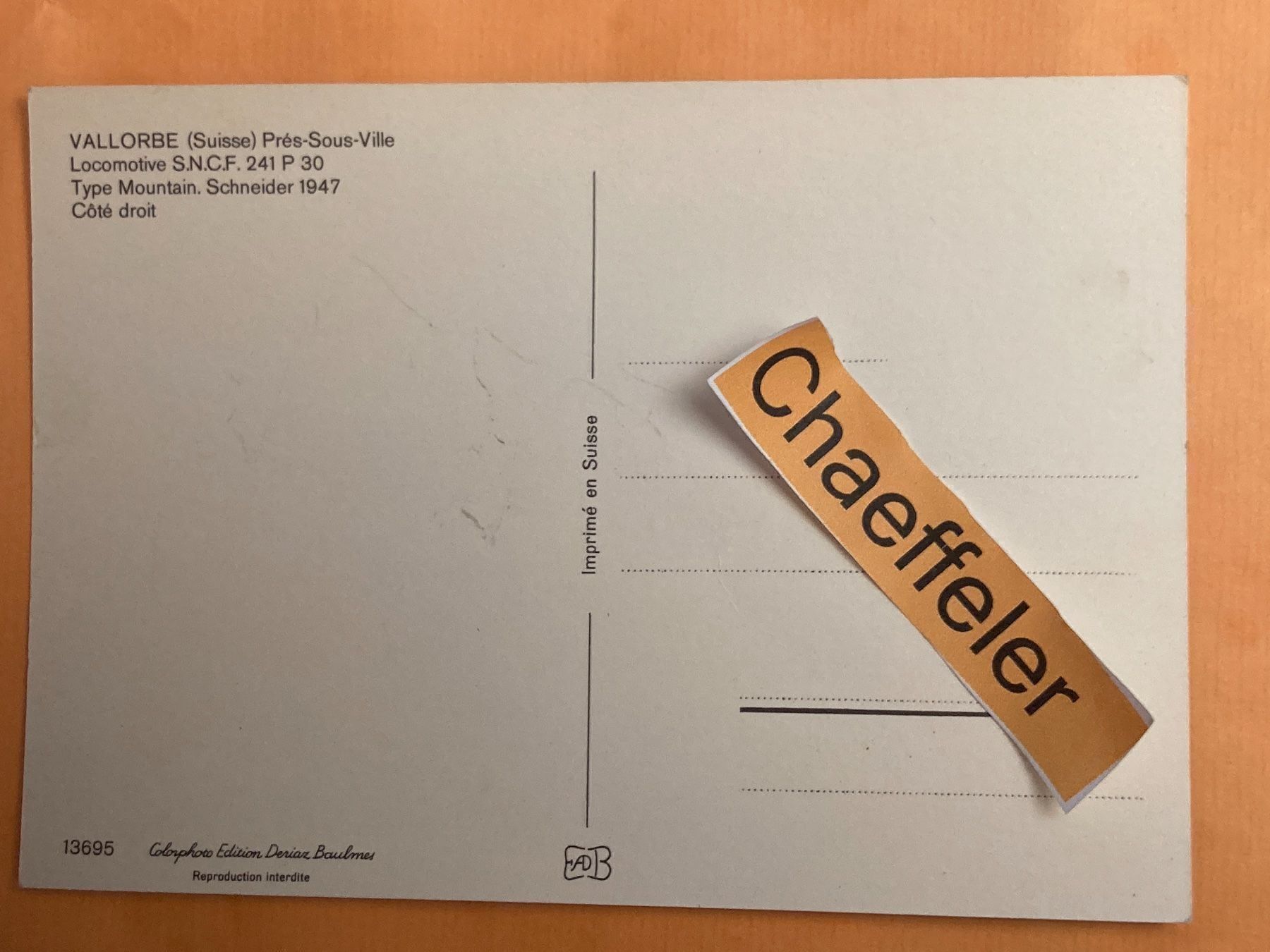 Cartoline postali: VALLORBE Irés-Sous-Ville – Usato da Zürich venduto da Chaeffeler 1
