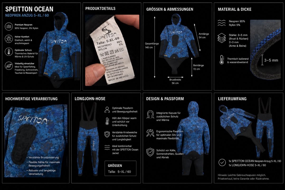 Mute per immersioni: SPEITTON OCEAN Neopren Anzug 5-XL/60 – Usato da Hedingen venduto da PabloEscobar-
