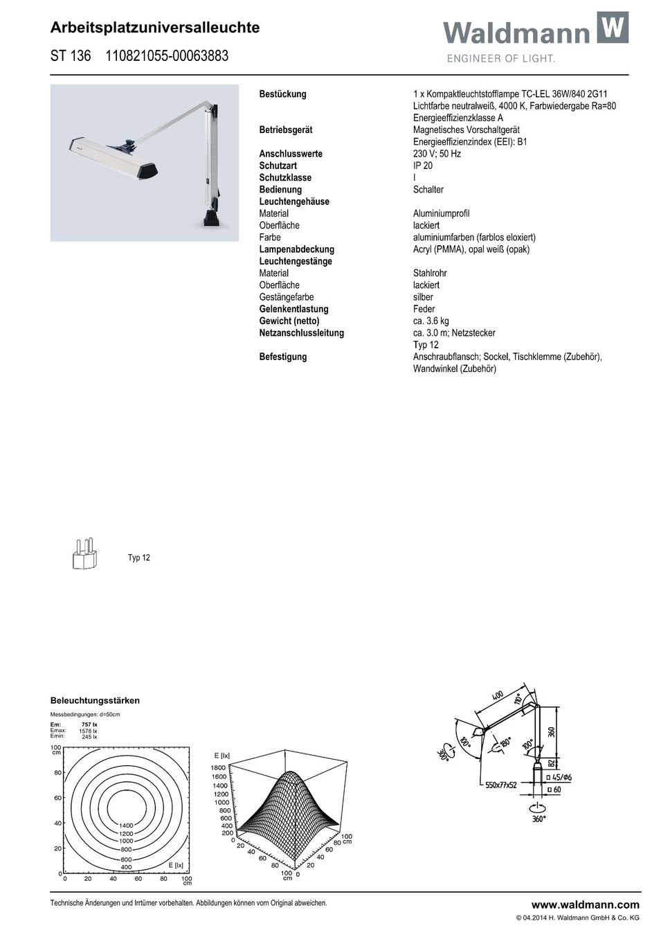 Lampen: Waldmann Universal Arbeitsplatz Lampe ST 136 -Tischleuchte – Gebraucht aus Münchenbuchsee von Ploder0 2
