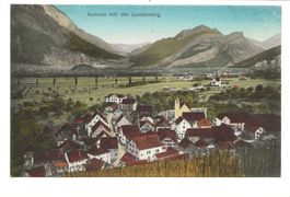 Azmoos (SG) Rheintal - Dorfpartie Kirche - Luziensteig  1912