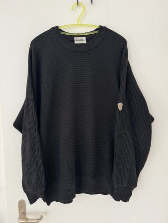 Carlo Colucci Herren Vintage Pullover schwarz gerippt Gr 50
