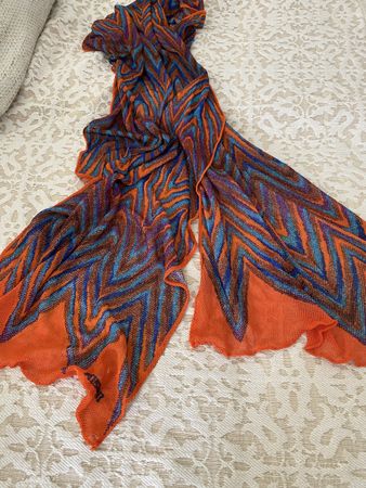 Missoni Schal Mehrfarbig gestreift mit orange guter Zustand