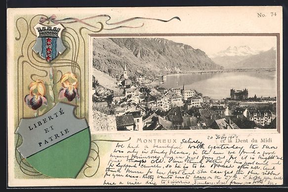 Cartoline postali: Passepartout-Lithographie Montreux, Orts – Usato da Berlin venduto da bartko-reher