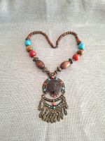 Collier bohème ethnique pendentif statement