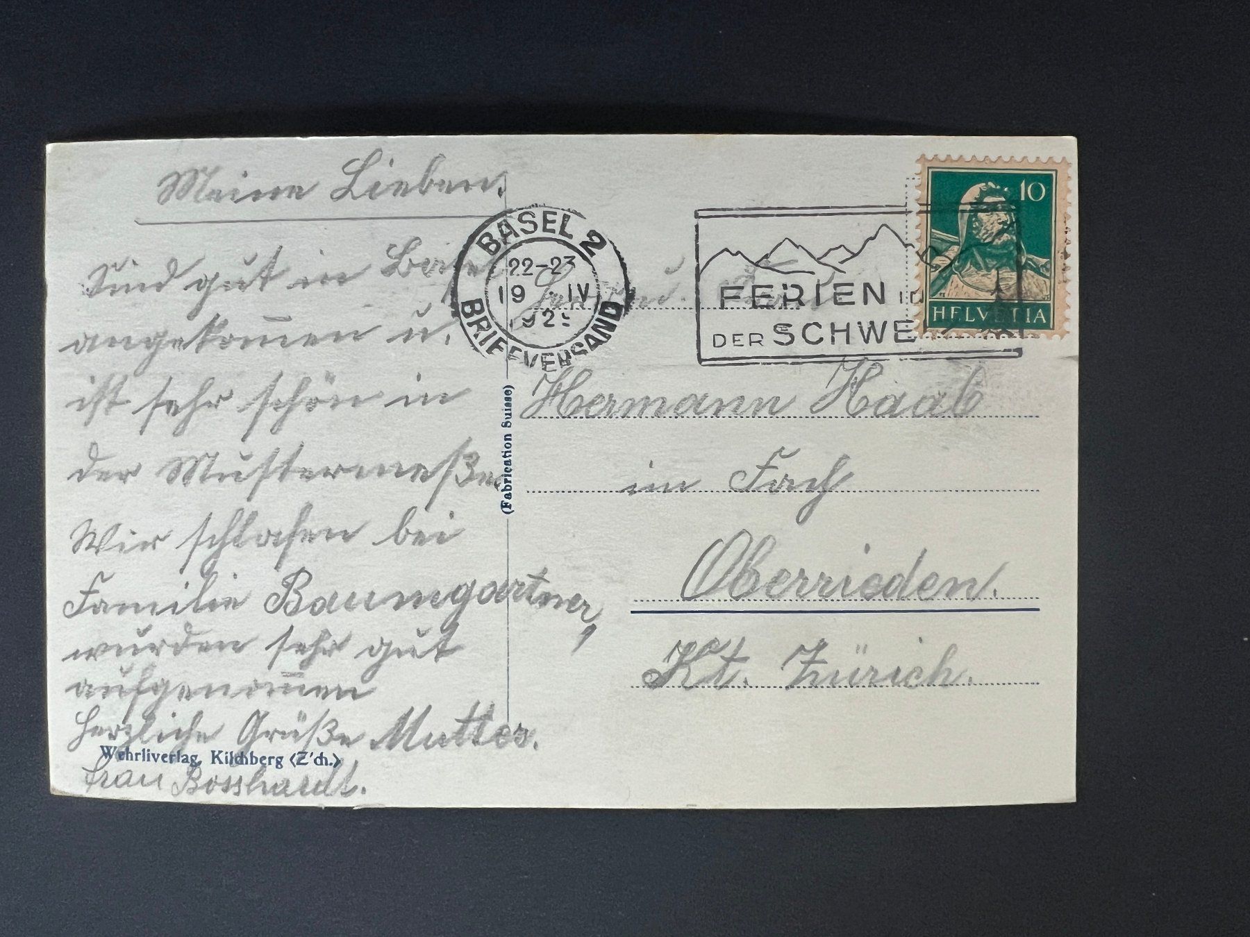 Ansichtskarten: Ansichtsk. 1929 Basel   (V565) – Gebraucht aus Hinwil von Sidi4 1