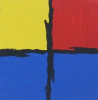 kl. Gemälde: Drei Farben Kreuz