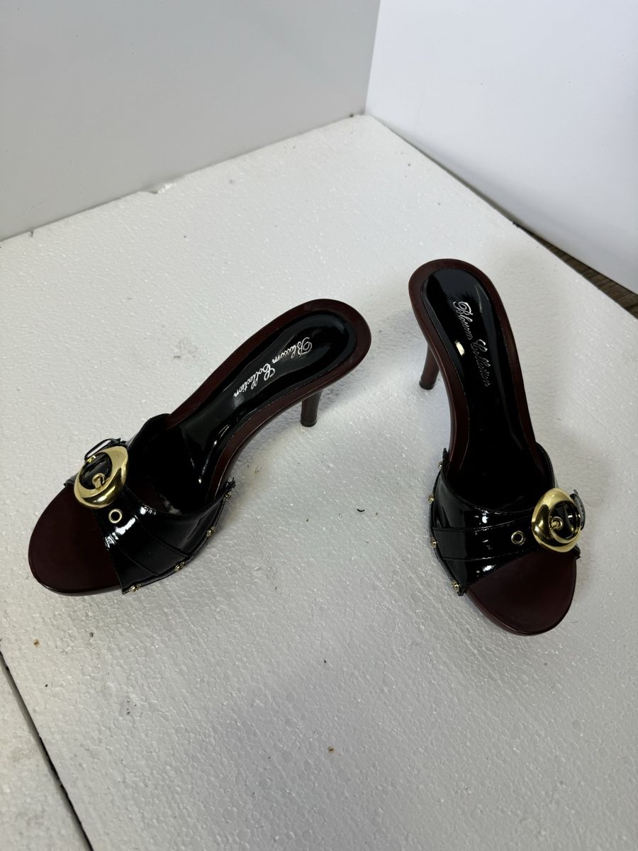 Damenschuhe: Pantolette Mule Italien Stil Holz look – Neu und originalverpackt aus AARBURG von cheapstuff
