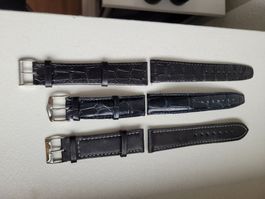 Drei Uhrenarmbänder aus Leder, 2x22mm, 1x20mm