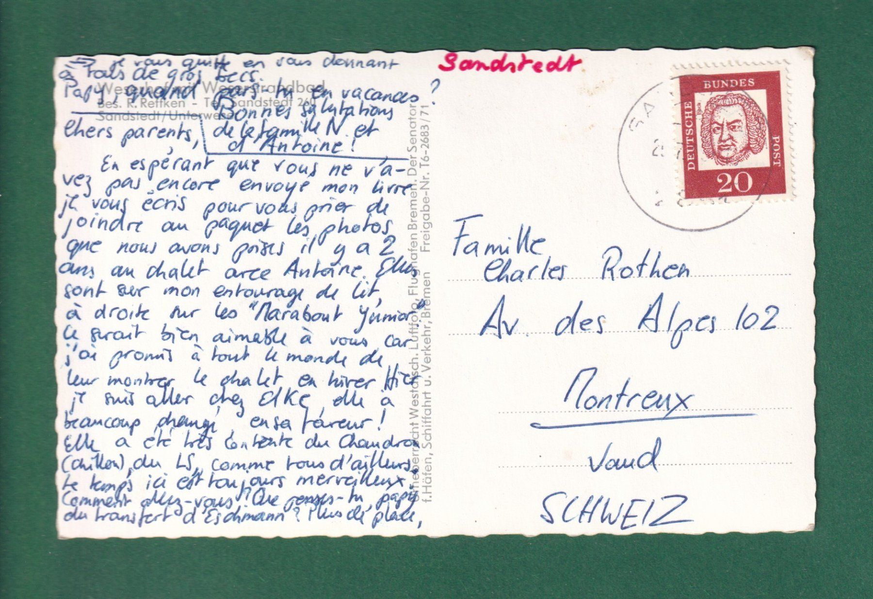 Cartoline postali: SANDSTEDT - Flugaufnahme – Usato da Pully venduto da nicecards-shop 1