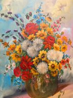 70.5cm breitx 90.5cm hoch Ölgemälde Blumenstillleben