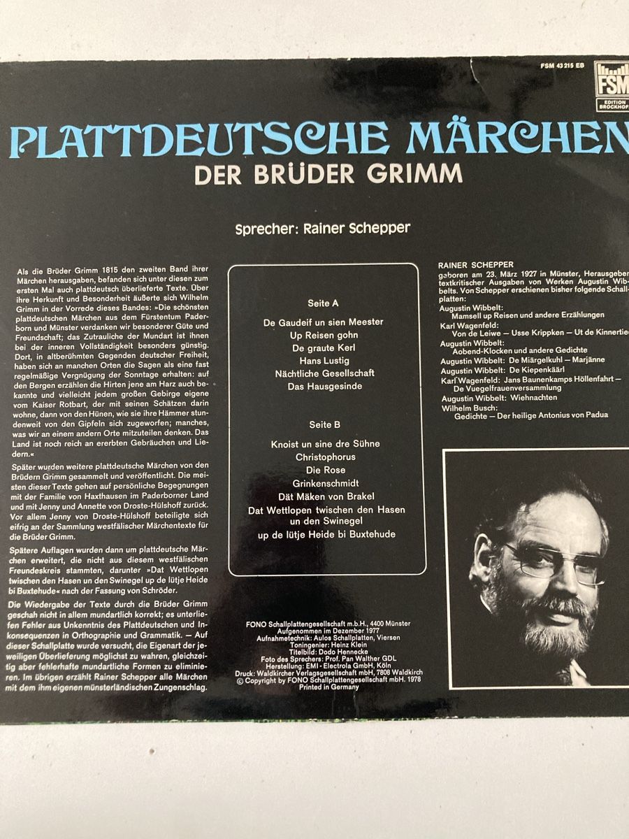 Dischi in vinile: Plattdeutsche Märchen der Brüder Grimm – Usato da Zürich venduto da Ekka 1