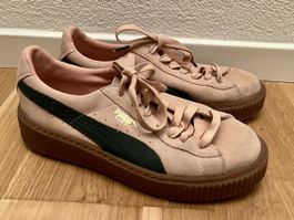 Puma Suede Platform – Rosa/Dunkelgrün – Gr. 39 – Wie neu!