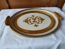 antikes Holz Serviertablar Tablar beige gold