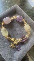 Armband mit Amethyst, Citrin und Rosenquarz. Handarbeit 