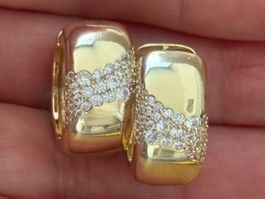 Luxus Elegante Creolen Ohrschmuck Ohrstecker Farbe Gold
