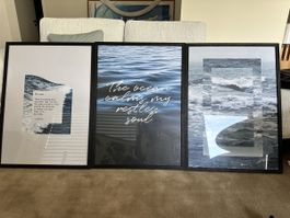 Wall Art Set (3 Pcs) w/ Black Wooden Glass Frames – 52x72cm