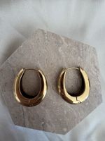 Goldfarbene Creolen Ohrringe – Chunky Oval Design