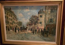 Peinture A. Carducci Scène parisienne huile sur toile anc...