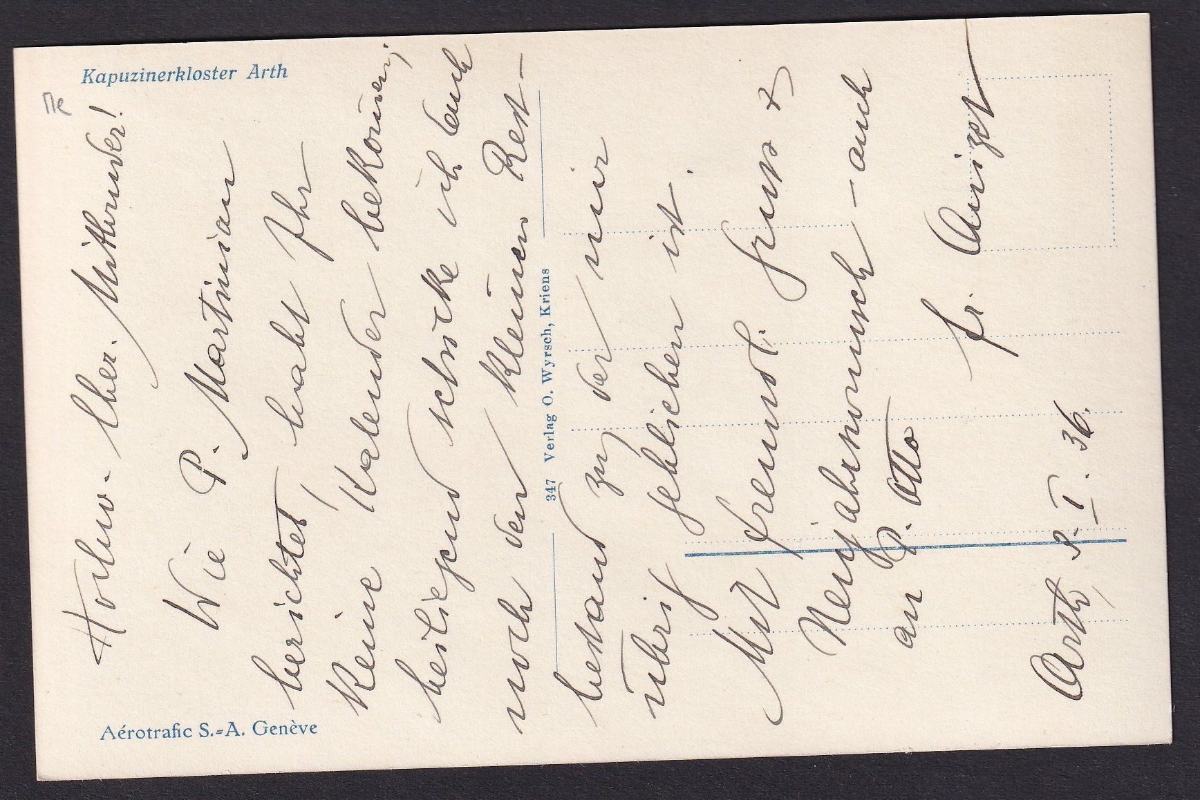 Cartoline postali: Arth Kapuzinerkloster – Usato da Olten venduto da clotaldi 1