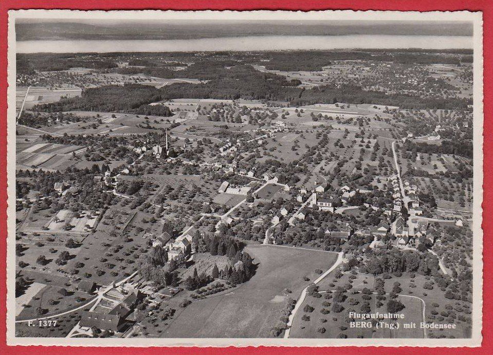 Cartoline postali: BERG MIT BODENSEE, FLUGAUFNAHME, GROSSFORMAT – Usato da Grüningen venduto da Kartenlaube