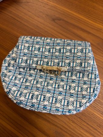 Elegante Juicy Couture Damen-Handtasche–Tweed Blau/Weiss NEU