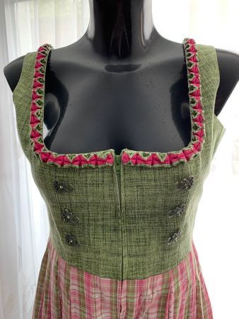 Wasch Dirndl Kleid Leinen/Baumwolle Gr.38 ohne Bluse/Schürze