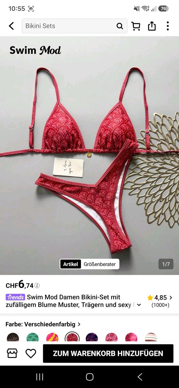 Shein Costumi da bagno & Bikini: Bikini von Shein rot mit Muster - Grösse M – Nuovo (secondo la descrizione) da Ebikon venduto da SecondChance_byM 6