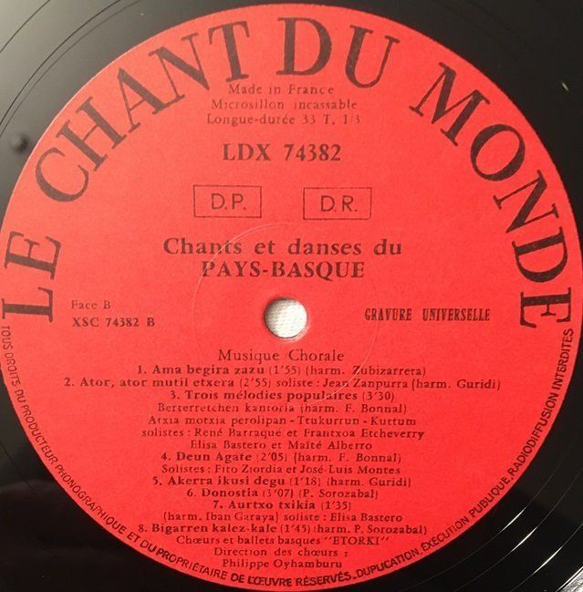 Dischi in vinile: Chants & Danses du Pays Basque (LP) – Usato da Grüningen venduto da azulmarron 3