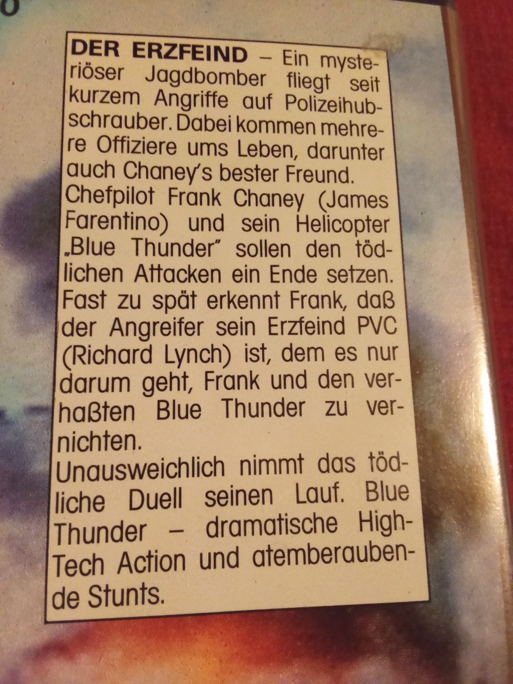 Alle VHS: Blue Thunder - Das fliegende Auge "Der Erzfeind" RCA VHS – Gebraucht aus Remetschwil von Hofiii 2