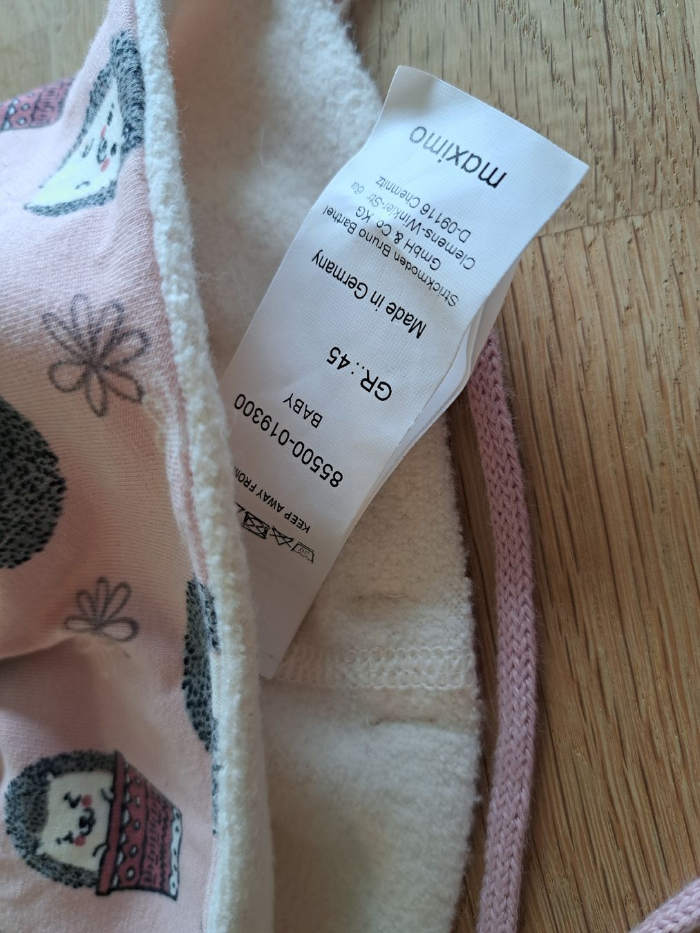 Maximo Mützen & Schals: Maximo Baby Mütze, Gr. 45, rosa Igel, warm – Gebraucht aus Bergdietikon von Staphylococcus 2
