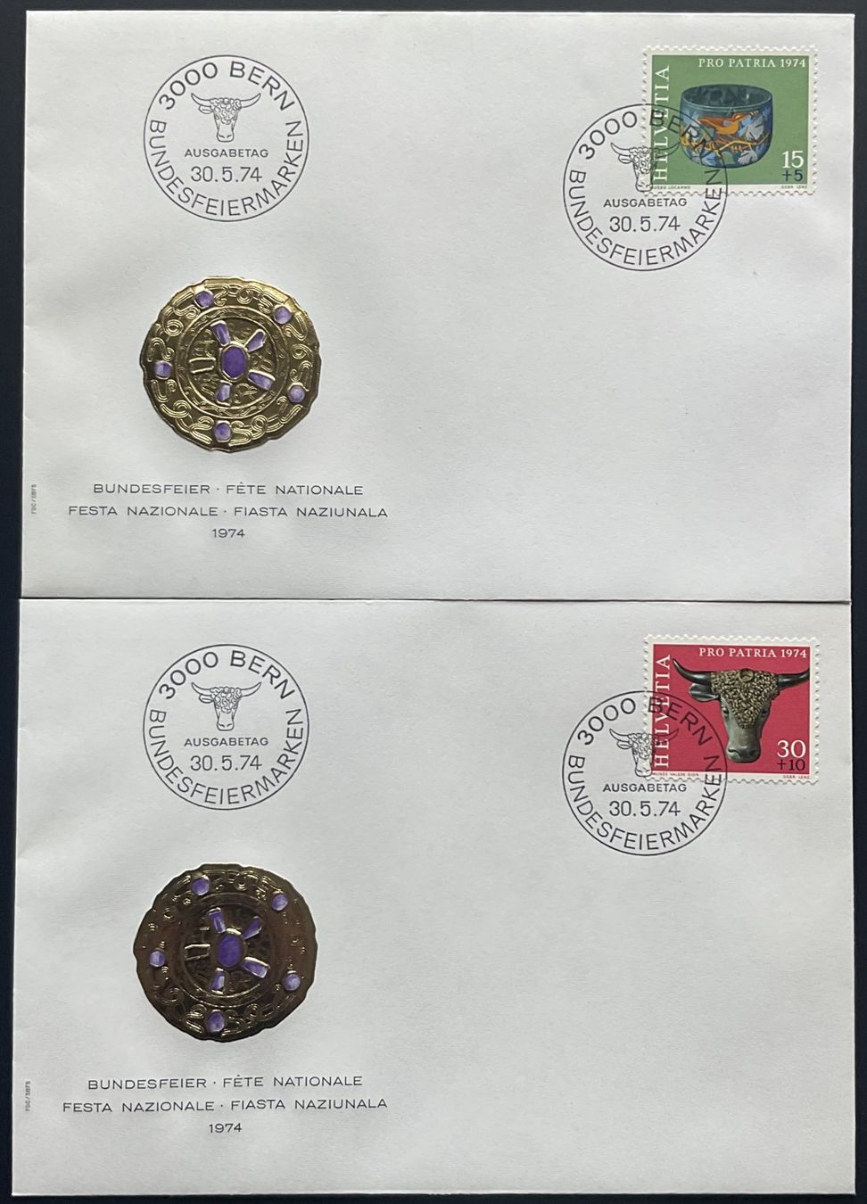 Alle Briefmarken: FDC 1974 mit Einzelmarken und Viererblöcken – Neu (gemäss Beschreibung) aus Luzern von 19primeln 2