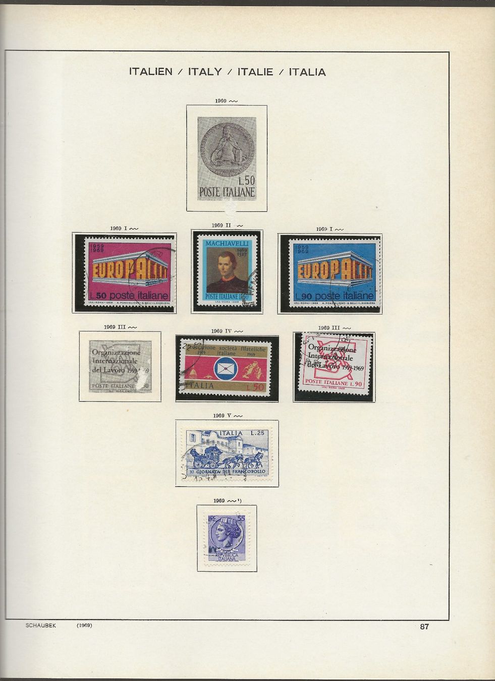 Alle Briefmarken: Marken Italien 1969 bis 1972 – Gebraucht aus Au ZH von xelagreb01 1