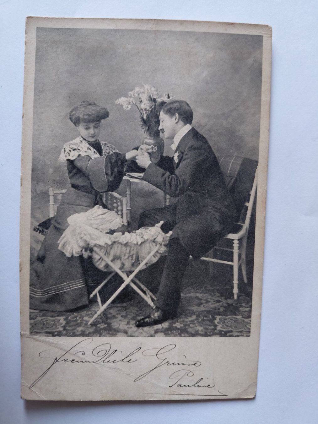 Cartoline postali: Alte Ansichtskarte mit Liebespaar, ca. 1905, Top – Usato da Wattwil venduto da yburgler