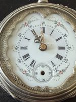 Vintage Schweizer Taschenuhr Blumen-Emaille-Zifferblatt 19.J