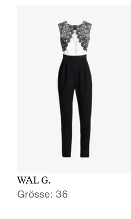 Eleganter Jumpsuit Gr. 36 mit Spitze schwarz/weiss