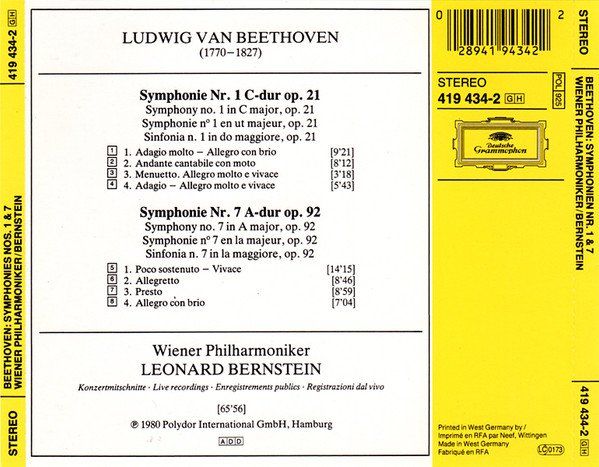 CDs: Live - Wiener Philharmoniker, Leonard Bernstein -  Sym. 1&7 – Gebraucht aus Unterbäch von tuqsa 1