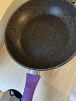 Non-stick frying pan, 28cm diameter, purple handle, great co