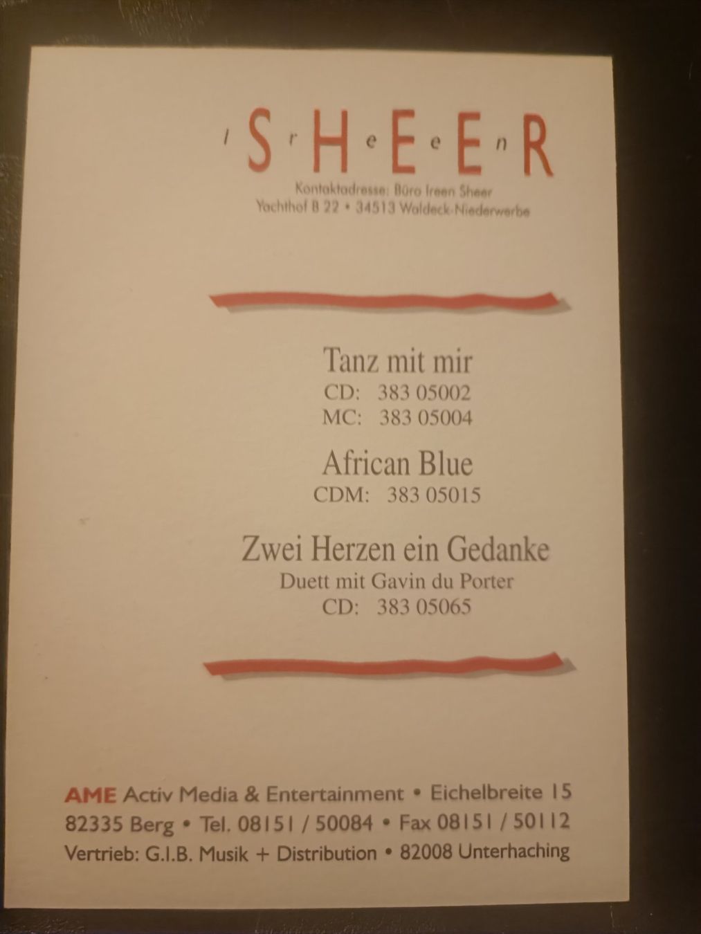 Autografi: Ireen Sheer - handsignierte alte Autogrammkarte – Usato da Menziken venduto da Artographs 1