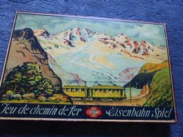 Eisenbahn-Spiel,Litho,Schweiz,Dampfschiff,Strecken,Bergbahn