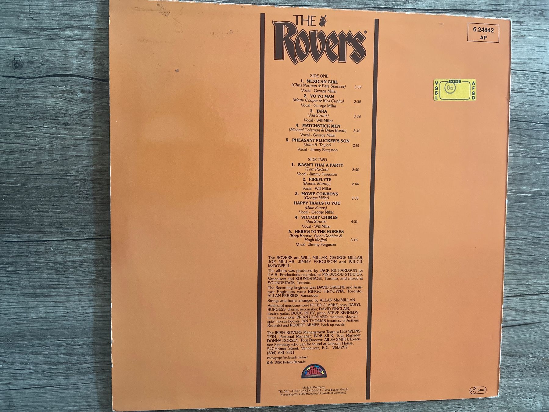 Vinyles: A817/The Rovers – D'occasion à Frutigen par Philippe_jsp 1