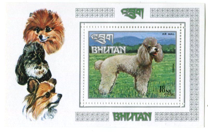 Alle Briefmarken: Block "Hunde". Bhutan – Neu und originalverpackt aus Basel von Butsch5