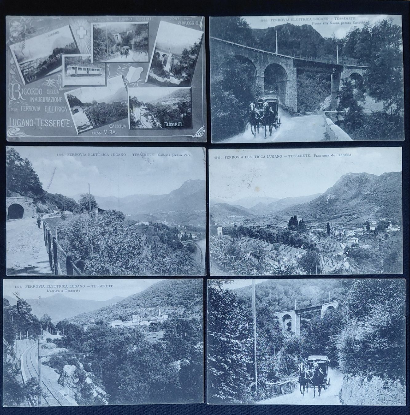 Cartes postales: 6 Ansichtskarten elektr. Eisenbahn Lugano Tesserete, 1909 – D'occasion à Trogen par Limboo