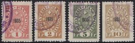 1 - 10 Fr. Fiskalmarken Serie 1935 vom Kanton TESSIN