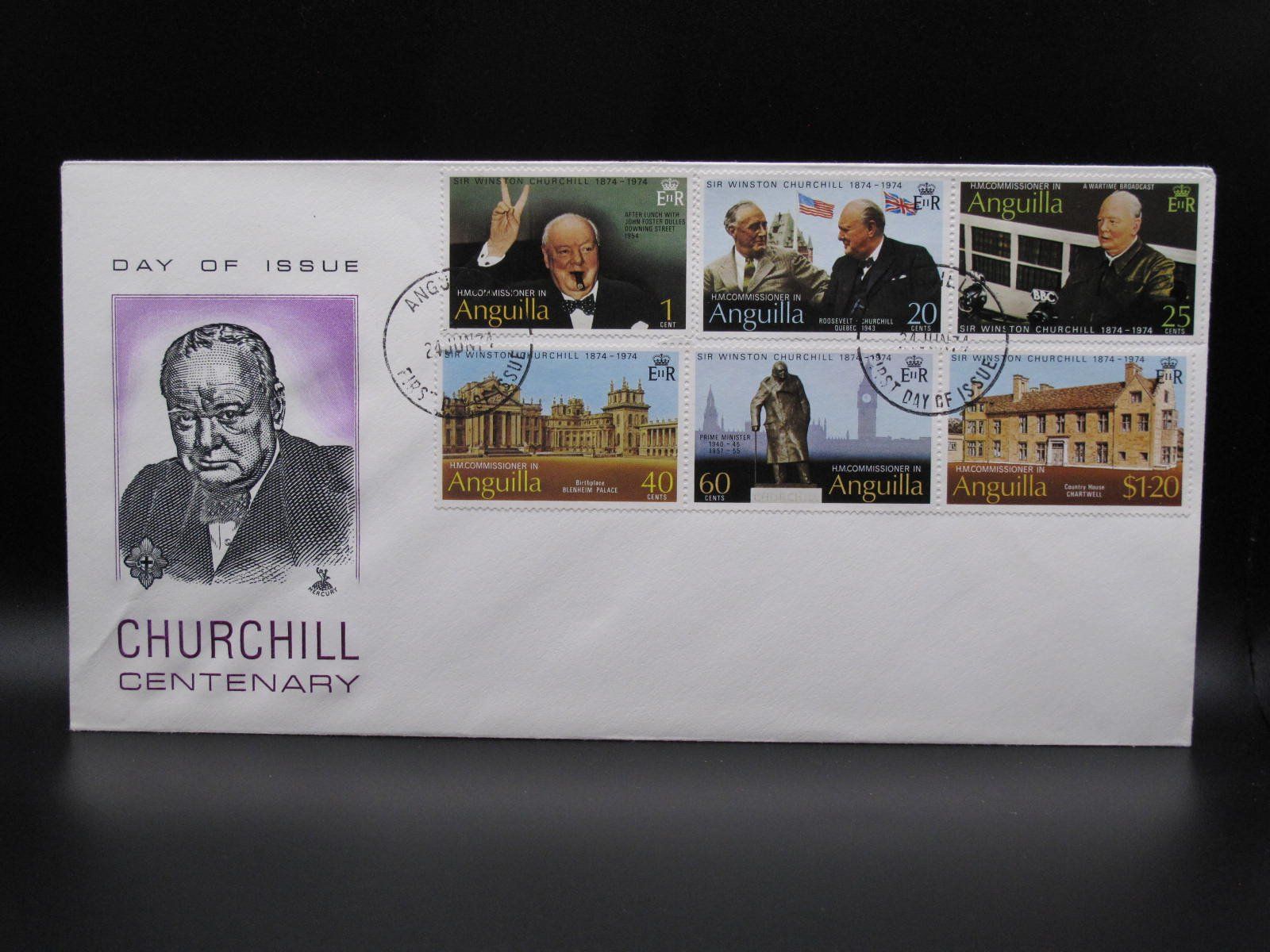 Tous les timbres: Anguilla 1974 Churchill Centenary ETC – D'occasion à Wil SG par fva01