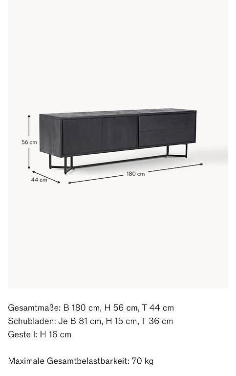 Mobili TV: Lowboard aus Mangoholz schwarz – Usato da Unterengstringen venduto da mic_ydf7 4