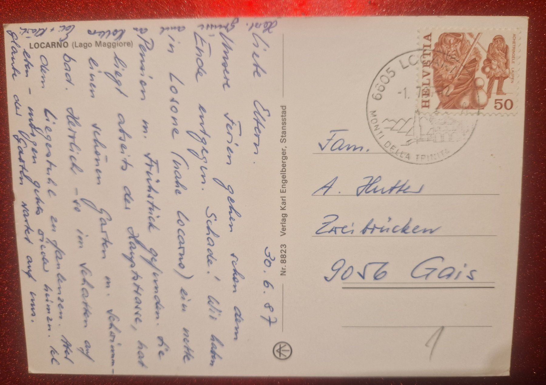 Cartoline postali: Locarno-Muralto 1987 – Usato da Melchnau venduto da Fishel 1