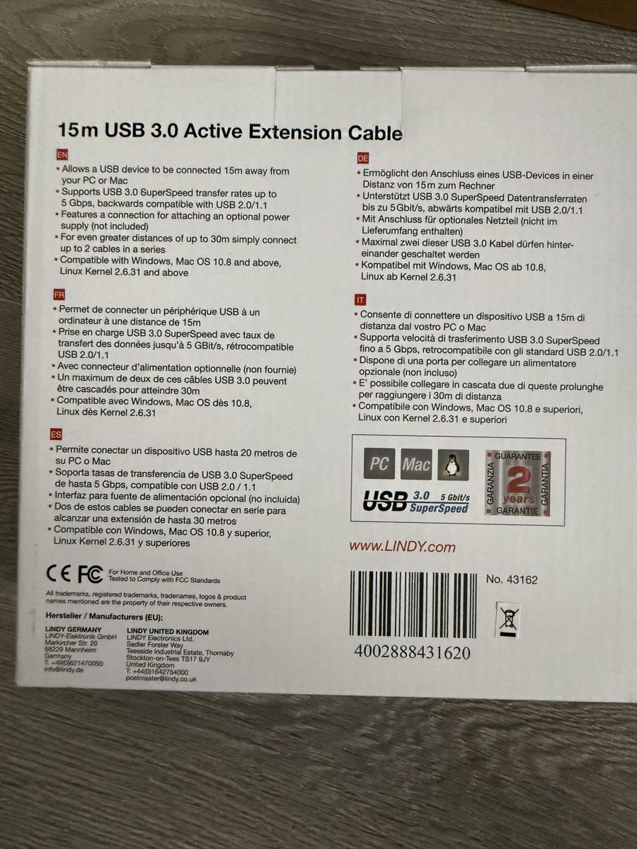 Cavi: Lindy 15m USB 3.0 langerung – Nuovo e nell'imballaggio originale da Oberriet SG venduto da Petros. 1