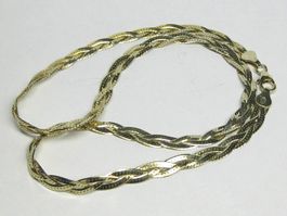 Vintage Kette Silber 925 vergoldet Schlangenkette flach